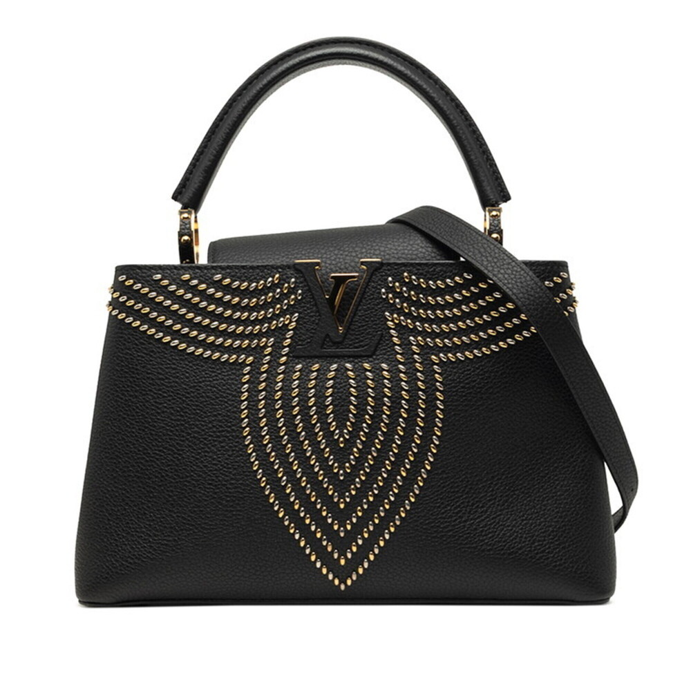 Louis Vuitton Capucines PM Handbag Shoulder Bag 2WAY M52979 Black Leather Wom...
